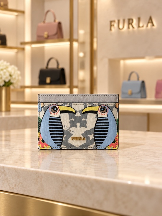 Furla Handbags - Furla Light Blue Toucan Card Holder with Yellow Accents